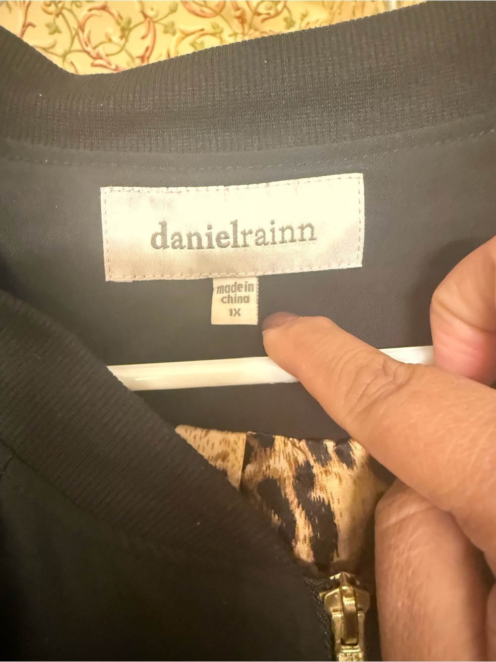 Daniel Rainn Black Bomber Jacket with Gold Zippers - Picture 3 of 4